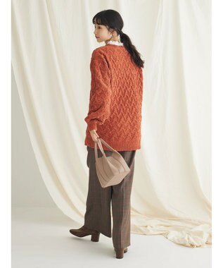 CRAFT STANDARD BOUTIQUE 洗えるモールケーブルニットチュニック Orange