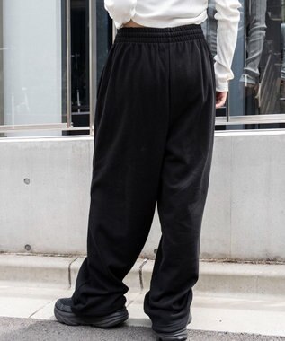 WEGO 【ウエストゴム】スウェットワイドパンツ ブラック