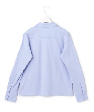 ICB L 【洗える】 コンパクトスムース シャツカラーカットソー サックスブルー系