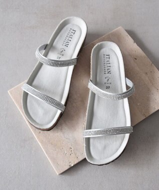 INTER-CHAUSSURES 【ITALIAN SHOEMAKERS】ダブルラインストーンクッションインソールサンダル