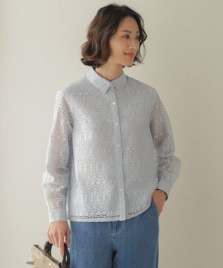 J.PRESS LADIES ジオメトリックレース ブラウス