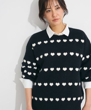 Green Parks ・ｓｗｉｎｇ　ｂｙ　ハートクルーネックニット Black
