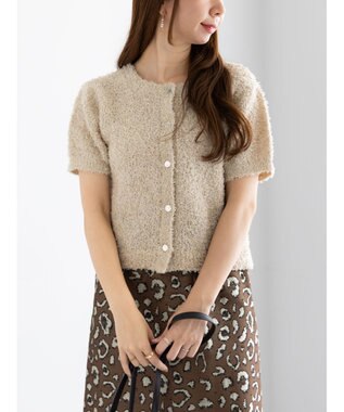 Te chichi テープヤーン前後2WAY5分袖カーディガン ベージュ