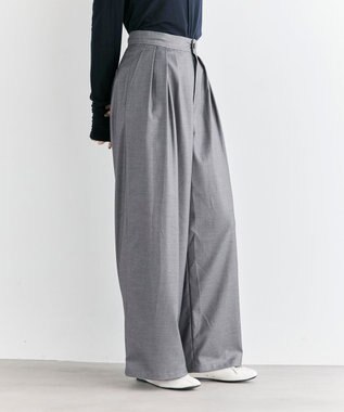 #Newans 【洗濯機可/しわになりにくい】ベリーワイドパンツ チャコール