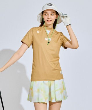 PW CIRCULUS 【吸水速乾 / UV遮蔽率96.3% UVカット / ストレッチ】【WOMEN】メッシュコンビモックネックT ゴルフウェア レディース ベージュ系