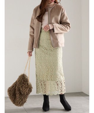 Te chichi リバーシブルファームートンブルゾン モカ