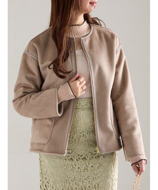 Te chichi リバーシブルファームートンブルゾン モカ