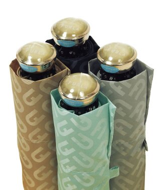 MOONBAT フルラ (FURLA) 折りたたみ傘 雨傘 ジャカード モノグラム ベア UV 軽量 ミントグリーン