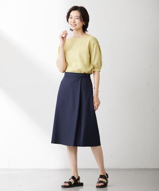 J.PRESS LADIES S 【洗える】FLAXASAオックス スカート ネイビー系