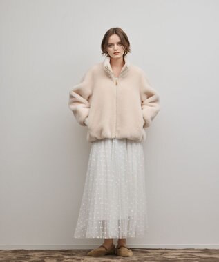 GRACE CONTINENTAL ウールボアスタンドカラージャケット キナリ