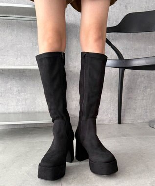 WEGO ストレッチヒールロングブーツ ブラックその他