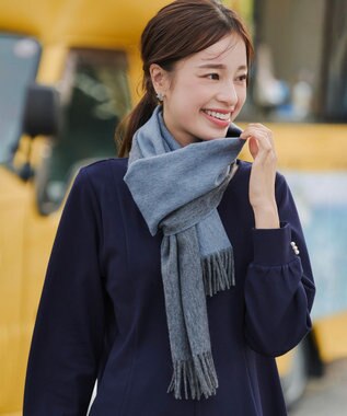 Tiaclasse 【ウール100％】リバーシブルマフラー ブルー