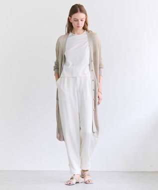 BEIGE， OPTICAL / ペーパーヤーンシアーロングカーディガン Flax