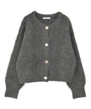 Green Parks 起毛シャギーカーディガン Charcoal Gray