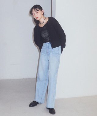 earth music&ecology セルフカットワイドデニムパンツ Light Indigo