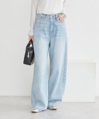 earth music&ecology セルフカットワイドデニムパンツ Light Indigo