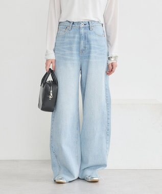 earth music&ecology セルフカットワイドデニムパンツ Light Indigo