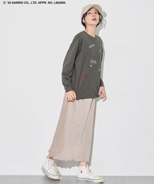 ANY 【ハローキティ×ANY】ロゴTシャツ チャコール刺繍