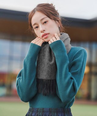 Tiaclasse 【ウール100％】リバーシブルマフラー ブラック