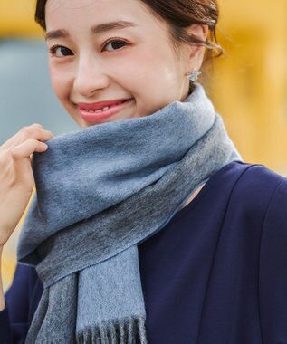 Tiaclasse 【ウール100％】リバーシブルマフラー ブルー