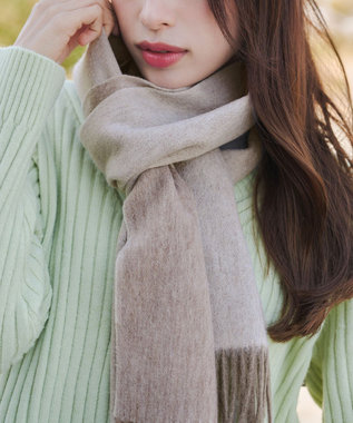 Tiaclasse 【ウール100％】リバーシブルマフラー ベージュ