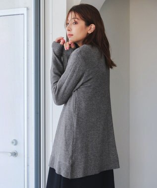 Tiaclasse 【洗える】ラウンドネックミドル丈ニットカーディガン チャコールグレー