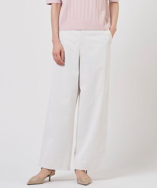 J.PRESS LADIES 麻シェルドライ ワイド ストレート パンツ ナチュラル系