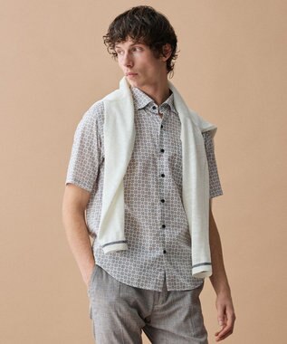 JOSEPH ABBOUD 【キングサイズ・綿100％・JAPANファブリック】パナマボイルプリント 半袖シャツ