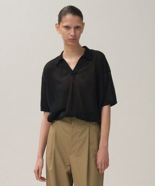 ATON COMPACT COTTON | スキッパーポロセーター BLACK