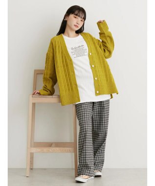 AMERICAN HOLIC スクエア柄Ｖネックニットカーディガン Mustard