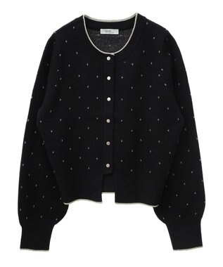 earth music&ecology ラメジャカードカーディガン Black