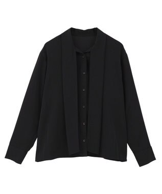 AMERICAN HOLIC 【イージーケア】ナロータイブラウス Black