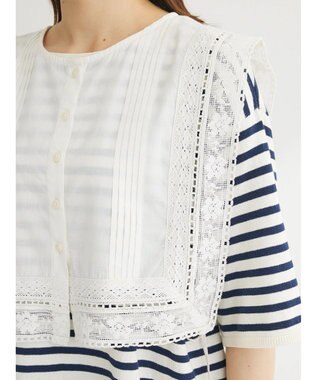 Green Parks インド綿　スクエアレース衿 Off White