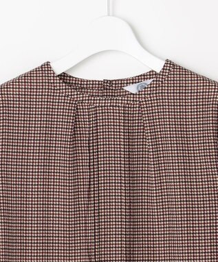 J.PRESS LADIES デシンハウンドトゥースプリント ブラウス ブラウン系