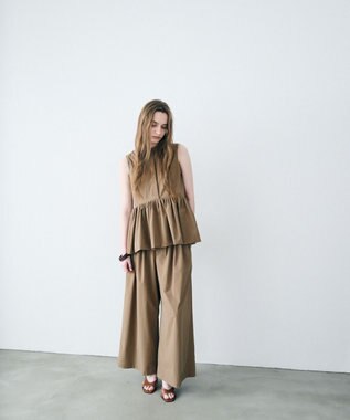 uncrave クールタッチカラータイプライター ワイドパンツ キャメルベージュ