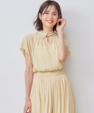  【前後着用可】ギャザーライトデシン ブラウス
