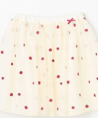 ANY KIDS 【Strawberry Collection】総刺繍 いちごチュールスカート エクリュ