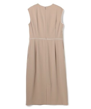 BEIGE， 【セットアップ対応】CINDY / 配色ライン クルーネックドレス Taupe x White