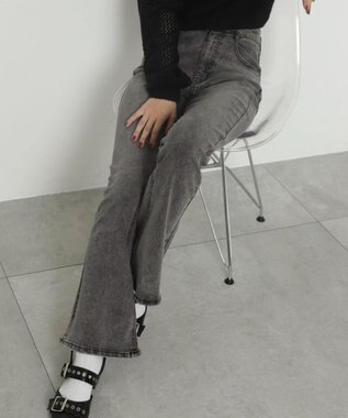 WEGO ストレッチフレアデニムパンツ ブラック