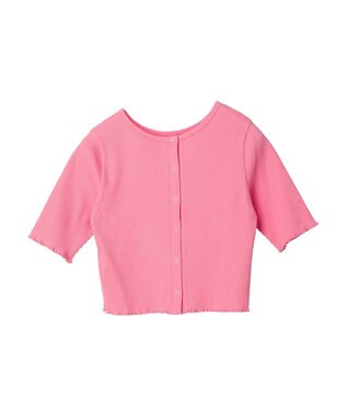 earth music&ecology ドットボタン５分袖リブプルオーバー Pink