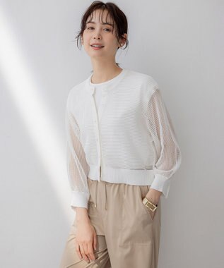 組曲 メッシュニット カーディガン アイボリー系