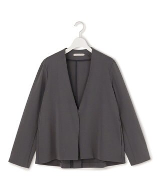 ICB L ナイロンストレッチポンチ ノーカラージャケット チャコール