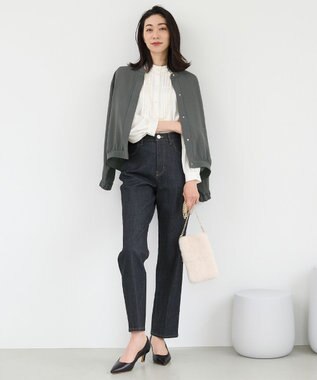 自由区 【セットアップ対応・洗える】トリアセジョーゼット ブルゾン グレー系