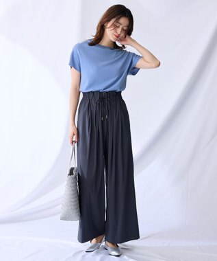 ANY 【接触冷感/UVカット/抗菌防臭/手洗い可/アンチピリング】ファンクションフレンチスリーブニット ブルー