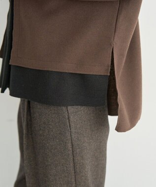 YECCA VECCA ニット切替メルトンVネックカーディガン Brown