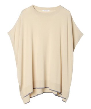 Green Parks 推しニット　裾ラインポンチョ型チュニック Gray Beige