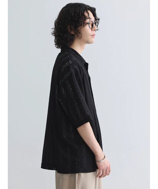 CRAFT STANDARD BOUTIQUE レースオープンカラーシャツ Black