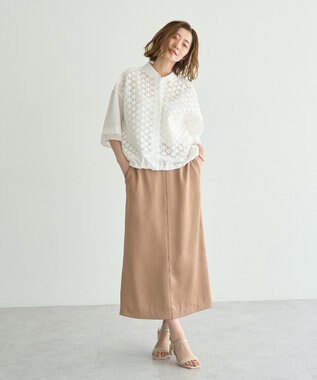 YECCA VECCA レースMIXレイヤードハーフスリーブシャツ White