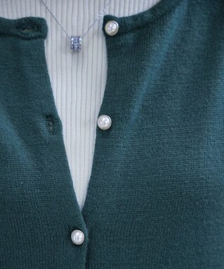 Tiaclasse 【洗える】ラウンドネックミドル丈ニットカーディガン ターコイズ