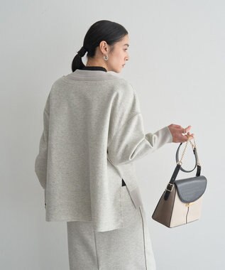 YECCA VECCA ニット切替メルトンVネックカーディガン Gray